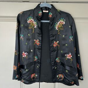 Vintage 100% Silk Mandarin collar jacket